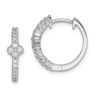 Hinged Hoop Earrings Sterling Silver Rhodium Plated CZ Diamond QE14930, MPN: QE14930, 886774118857