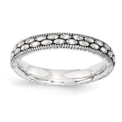 Patterned Ring - Sterling Silver Antiqued QSK1569, MPN: QSK1569, 886774212234