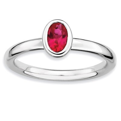 Oval Created Ruby Ring - Sterling Silver QSK440, MPN: QSK440, 886774004174