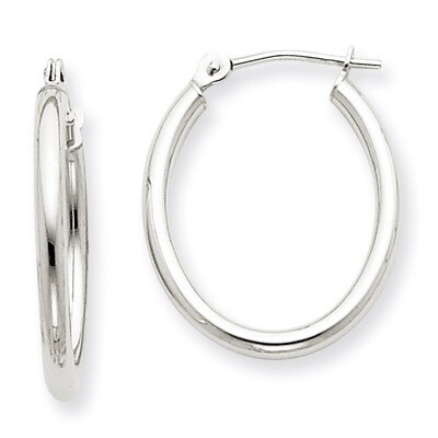 Polished 2mm Oval Tube Hoop Earrings 14k White Gold TC118, MPN: TC118, 883957288543