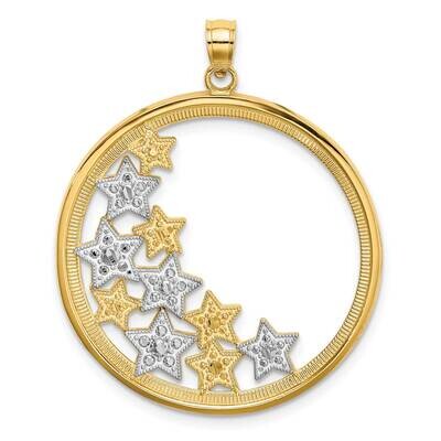 Stars In Round Frame Charm 14k Gold Rhodium K9371, MPN: K9371, 637218131877