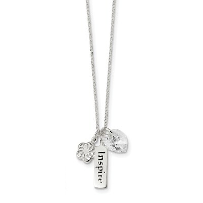 Enameled Swarovski Inspire Heart Charm Necklace 18 Inch Sterling Silver QG4325-18, MPN: QG4325-18, …