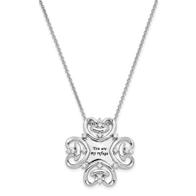 Antiqued You Are My Refuge 18 Inch Necklace Sterling Silver CZ Diamond QSX620, MPN: QSX620, 8867740…