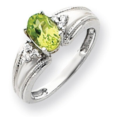7x5mm Oval Peridot Diamond ring 14k White Gold Y4450PE/AA, MPN: Y4450PE/AA, 883957394909