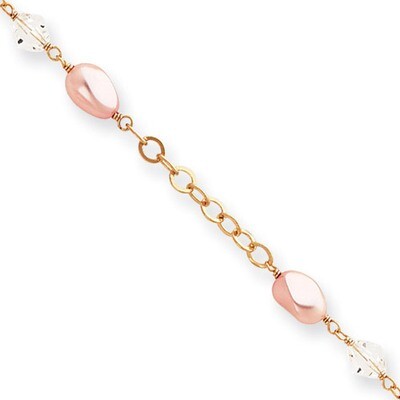 Kelly Waters Pink Simulated Pearl and Crystal Bracelet 7.25 Inch Gold-plated KW190-7.25, MPN: KW190…