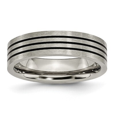 Enameled Flat 6mm Satin &amp; Polished Band Titanium TB347-10