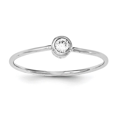 CZ Diamond Circle Ring Sterling Silver Rhodium-plated Polished QR6177, MPN: QR6177,