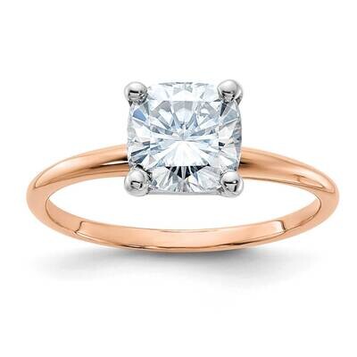 3/4ct. 7.0mm D E F Pure Light Cushion Moissanite Solitaire Ring 14k Rose Gold RGSH15C-14MP, MPN: RG…