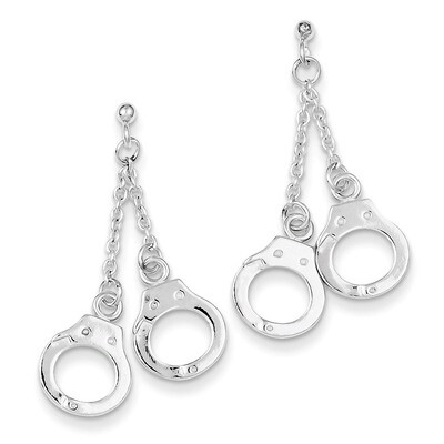 Hand Cuff Dangle Post Earrings Sterling Silver QE3955, MPN: QE3955, 883957928203