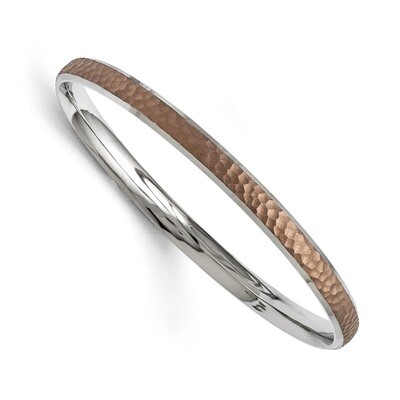 Polished Laser Cut Chocolate IP-plated Hammred Bangle - Stainless Steel SRB1498 by Chisel, MPN: SRB…