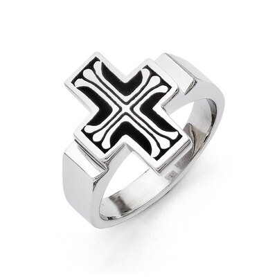 Enameled Polished Cross Ring - Stainless Steel SR304 by Chisel, MPN: SR304, 886774263656