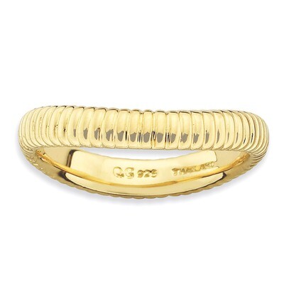 Sterling Silver Polished Gold-plate Wave Ring QSK705-6