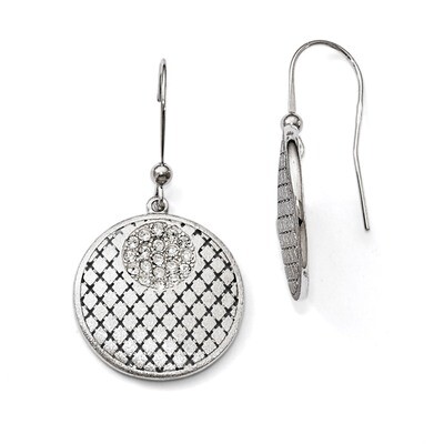 Brushed Preciosa Crystal Shepherd Hook Earrings Sterling Silver QLE1000