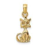 Mini Sitting Cat Charm 14k Gold 3-D K6438, MPN: K6438, 637218184651