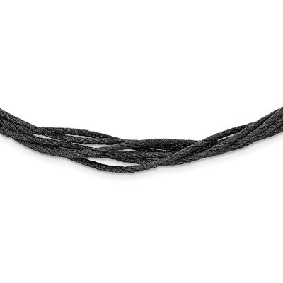 Black Rhodium Wire Mesh with 2 Inch Extender Necklace Sterling Silver QG3859-18