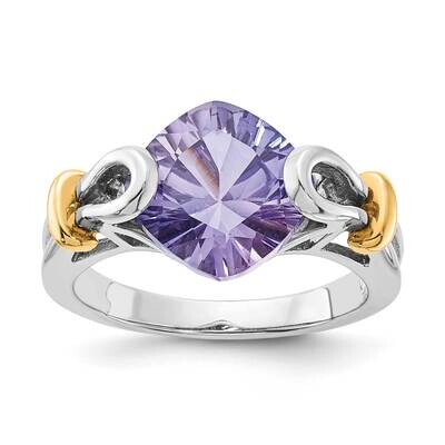 Sterling Silver with 10k Gold Accents Created Blue Garnet Ring RLS6567/CRBLGA-SSA-7