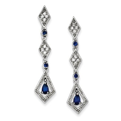 Dark Blue Diamond Dangle Post Earrings Sterling Silver QE5257, MPN: QE5257, 191101189159