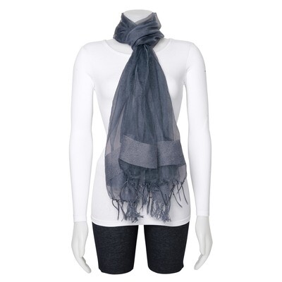 Grey Sheer with Textured Edge Viscose Fashion Scarf GM13118, MPN: GM13118, 191101416309