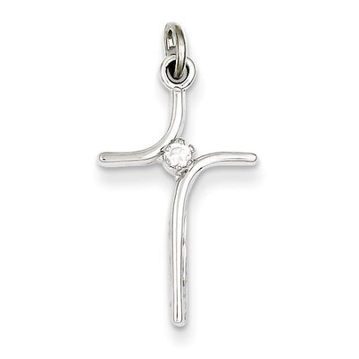 Cross with Diamond Center Pendant Sterling Silver QC7330, MPN: QC7330, 883957598659