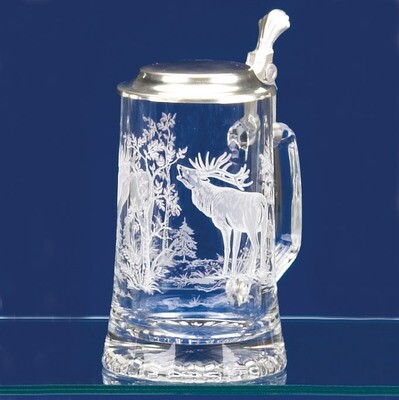 13.5 oz. Glass Elk Stein with Pewter Lid GM5377, MPN: GM5377, 610939059019