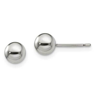 Polished 6mm Ball Post Earrings Titanium TBE119, MPN: TBE119, 191101866203