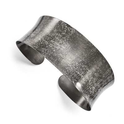 Sterling Silver Rhodium-plated Scratch Finish Cuff Bangle QLF286