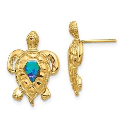 Created Opal Turtle Post Earrings 14k Gold TF1595, MPN: TF1595, 883957329086