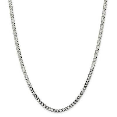 4.5mm Flat Curb Chain 30 Inch Sterling Silver QLB120-30, MPN: QLB120-30,
