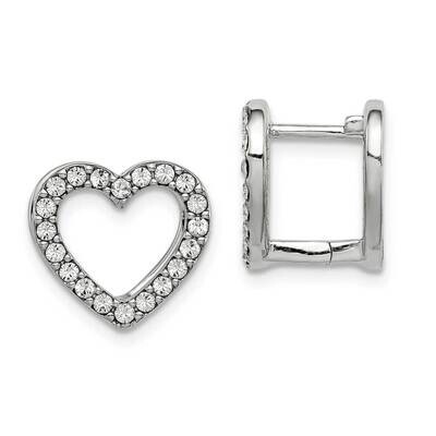Red Enamel Heart Crystal Hinged Reversible Earrin Sterling Silver Rhodium-plated QE15422, MPN: QE15…