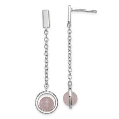 Pink Quartz Dangle Post Earrings Sterling Silver QE14784, MPN: QE14784, 191101844577