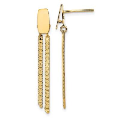 Leslie&#39;s Brushed Post Dangle Earrings 14k Gold Polished HB-LE1999, MPN: LE1999, 191101736414