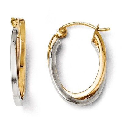 Leslie&#39;s Polished Oval Hoop Earrings - 14k Gold Two-tone HB-54T, MPN: 54T, 883957024356