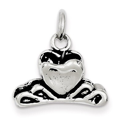 Sterling Silver Antiqued Heart Hair Clip Charm QC7714