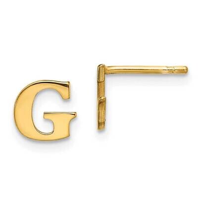Initial Letter G Post Earrings 14k Laser Polished XNE46Y/G, MPN: XNE46Y/G, 883957949741