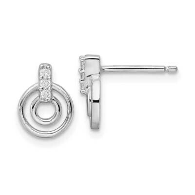 CZ Diamond Circles Post Earrings Sterling Silver Rhodium-Plated QE16194, MPN: QE16194, 196904169056