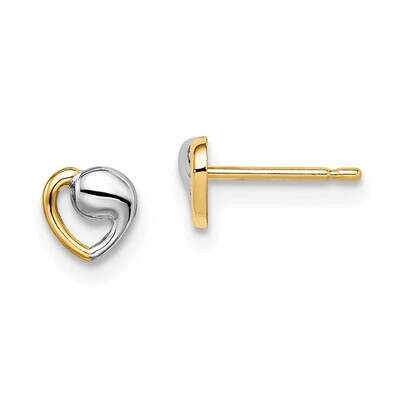 Heart Post Earrings 14k Gold &amp; White Rhodium GK985 by Madi K, MPN: GK985, 191101902871