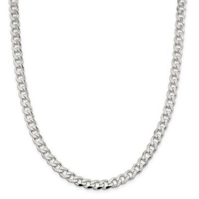 30 Inch 7.5mm Curb Chain Sterling Silver QCB200-30, MPN: QCB200-30, 883957624259