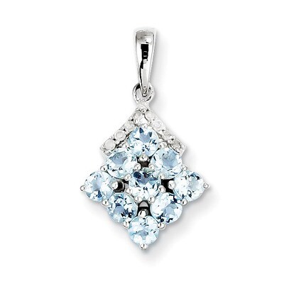 Aquamarine Pendant Sterling Silver Rhodium-plated Diamond QP3004AQ, MPN: QP3004AQ, 883957481364