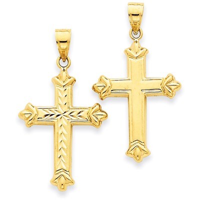 Reversible Diamond-cut Cross Pendant 14k Gold K3631, MPN: K3631, 883957901749