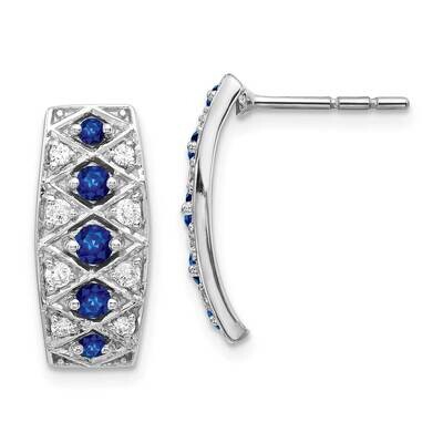 Sapphire Fancy Earrings 14k White Gold Diamond EM3850-SA-030-WA, MPN: EM3850-SA-030-WA, 191101836268