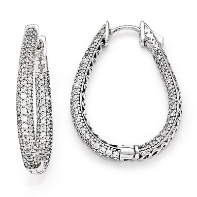 Diamond Teardrop Hinged Hoop Earrings Sterling Silver Rhodium-plated QMP590, MPN: QMP590, 886774727…