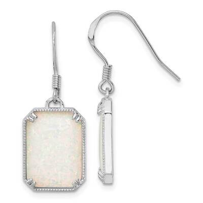 White Created Opal Beaded Border Earrings Sterling Silver Rhodium-Plated QE15801, MPN: QE15801, 196…