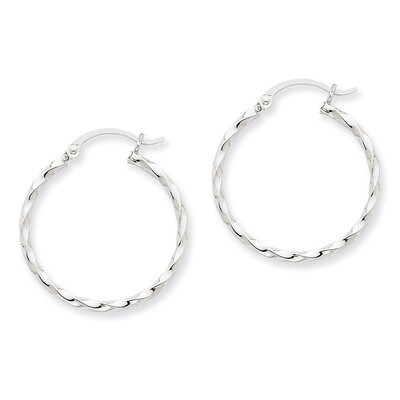 Twist Polished Hoop Earring 14k White Gold TE566, MPN: TE566, 883957291093