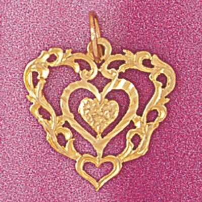 Dazzlers Jewelry Heart Pendant Necklace Charm Bracelet in Yellow, White or Rose Gold 3816, MPN: DZ-…