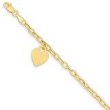 Dangle Heart Bracelet 7.5 Inch 14k Gold SF1822-7.5, MPN: SF1822-7.5, 886774564890