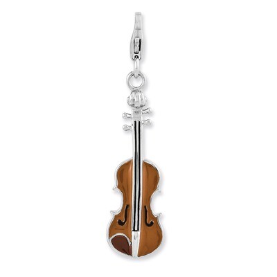 3-D Viola Charm Sterling Silver Enameled QCC884 by Amore La Vita, MPN: QCC884, 886774235950