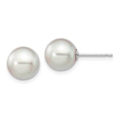8-9mm Round Grey Saltwater Akoya Earrings 14k White Gold XFW292E, MPN: XFW292E, 191101800207