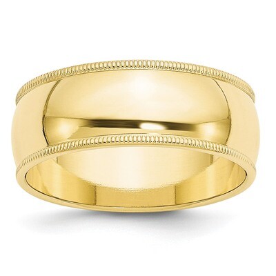 8mm Milgrain Half Round Band 10k Yellow Gold 1M080 Engravable, MPN: 1M080, 886774454580