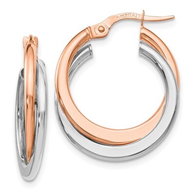 Leslie&#39;s Hinged Double Hoop Earrings 14k Two-tone Gold Polished HB-LE910, MPN: LE910, 191101553134