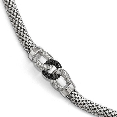 Leslie&#39;s Black and White CZ with 1.5 extender Bracelet 7.25 Inch Sterling Silver HB-QLF584-7.25, MP…